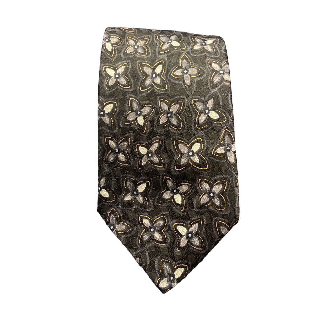 Ermenegildo Zegna Floral Pattern Silk Tie‎ Elegant Gray Business Accessory Z-115